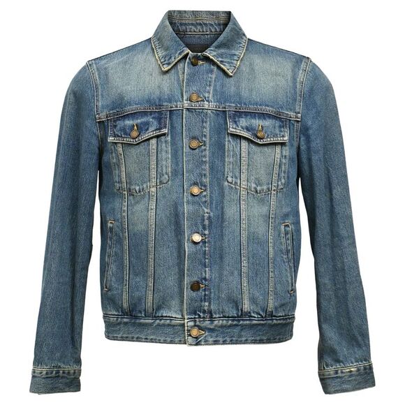 Saint Laurent Washed Jacket in Blue Cotton Denim - Picture 1 of 10